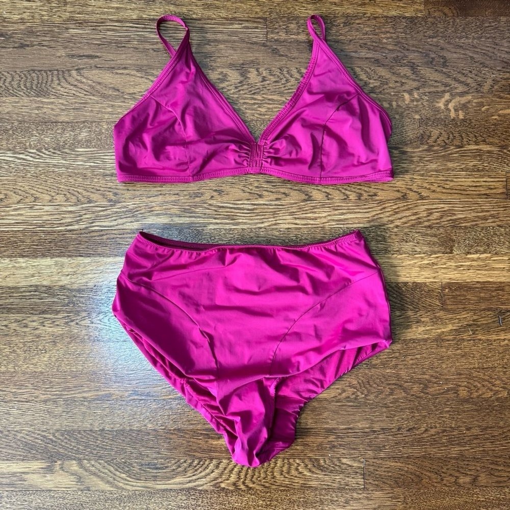 Rosa‎ Cha Magenta High Waist Bikini Set Size Large